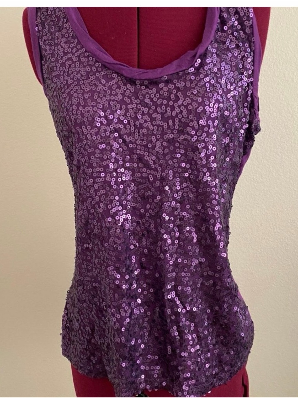 Purple Sequin Sleeveless Women’s Top
